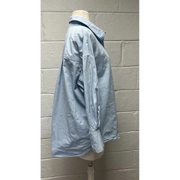 ANINE BING Mika Shirt Blue Medium Oversized Button Up Collar Drop Shoulder - Picture 6 of 12